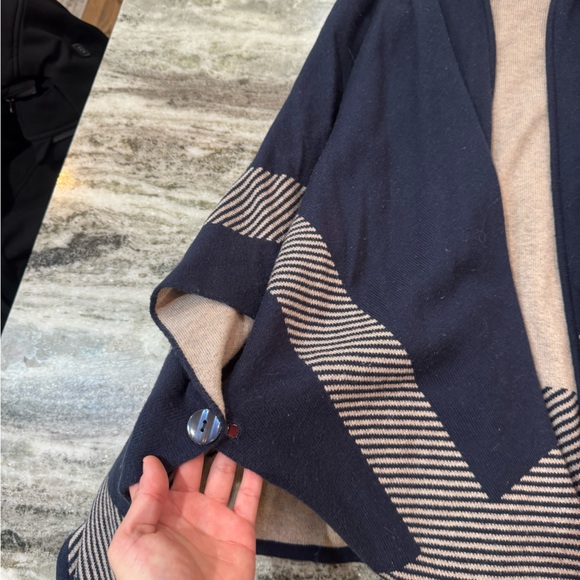 Navy and Beige Women's Reversible Sweater Poncho
One Size Fits All - Picture 3 of 4